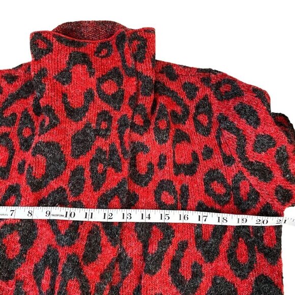 Joseph A Long Sleeve Open Front Duster Sweater Modern Leopard in Red/Gray Sz XS - Picture 7 of 8